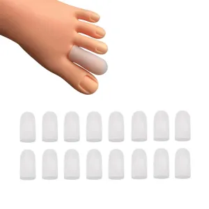 16 Pieces Gel Toe Caps, Silicone Toe Protector Toe Covers, Gel Toe Cushion to Protect Toe from Rubbing, Ingrown Toenails, Corns, Blisters, Hammer Toes and Other Painful Toe Problems (White) White