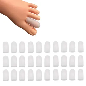 30 Pieces Gel Toe Caps, Silicone Toe Protector, Toe Covers, Protect Toe from Rubbing, Ingrown Toenails, Corns, Blisters, Hammer Toes and Other Painful Toe Problems White