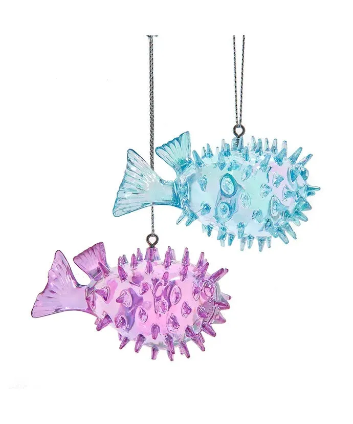 Acrylic Iridescent Pufferfish Ornament