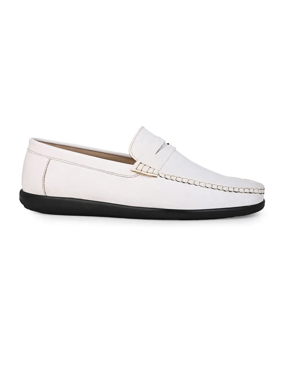 Alberto Torresi White Slip On Loafer