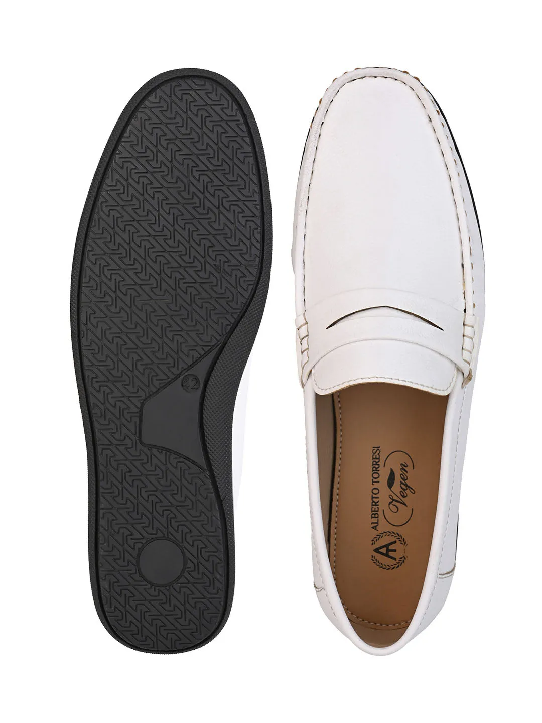 Alberto Torresi White Slip On Loafer