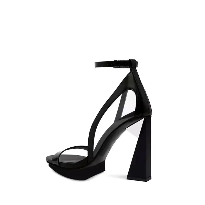 Amanda Black Peep Toe Sandals