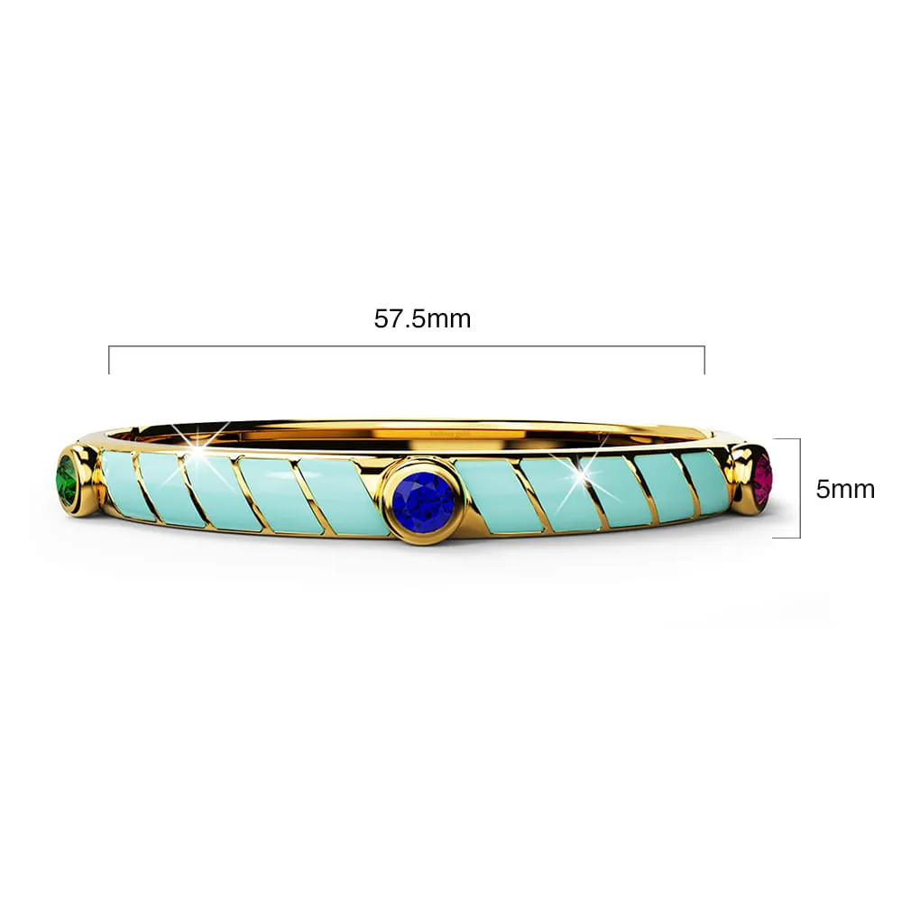 Aquatic Luminous Enamel Gold Layered Bangle