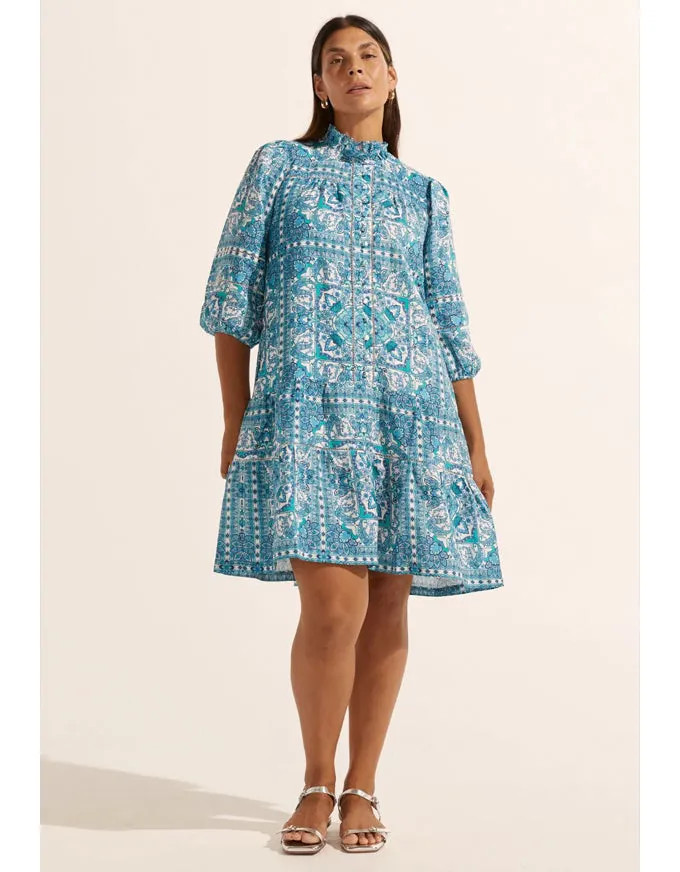 Beacon Dress Sapphire Tile Print