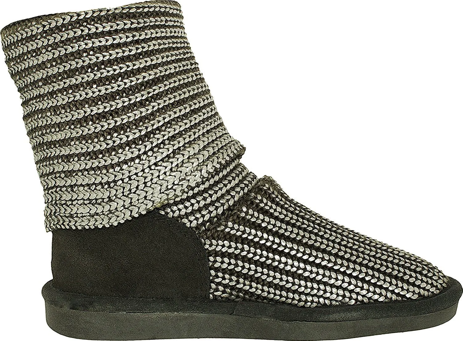 Bearpaw knitallic Women Round Toe Synthetic Gray Winter Boot