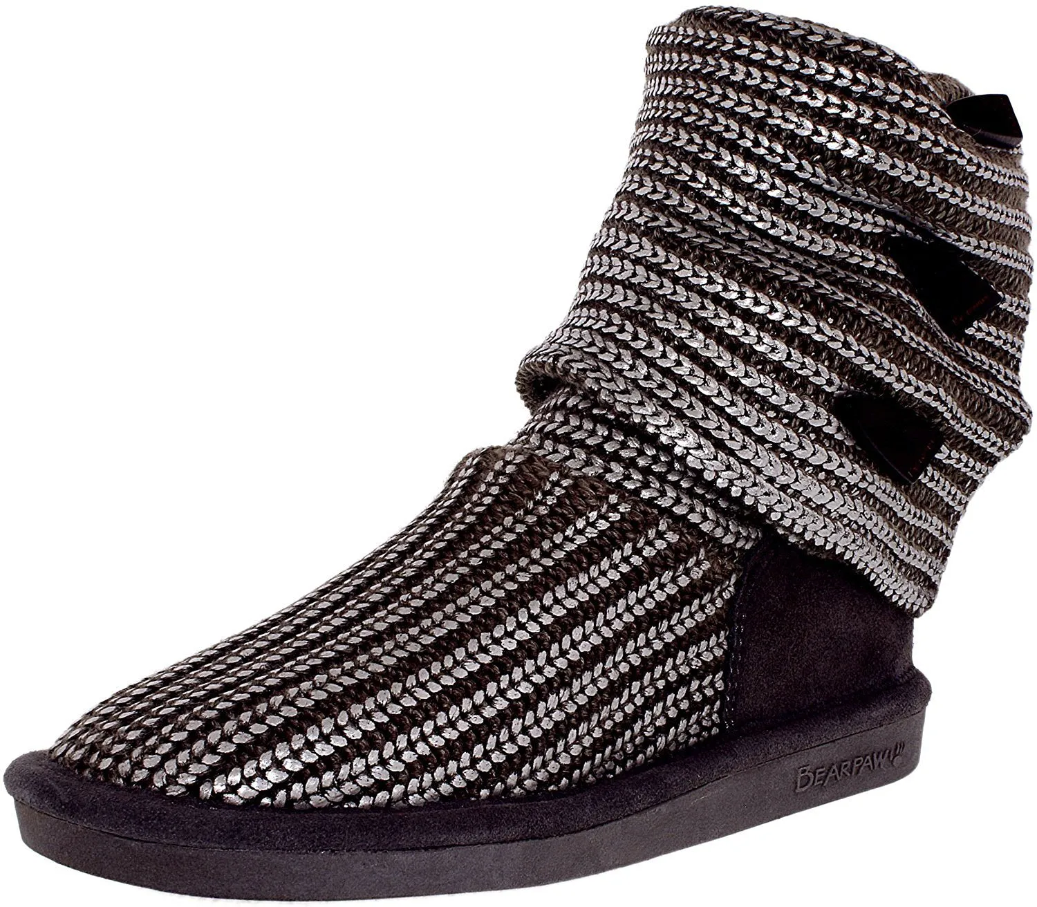 Bearpaw knitallic Women Round Toe Synthetic Gray Winter Boot