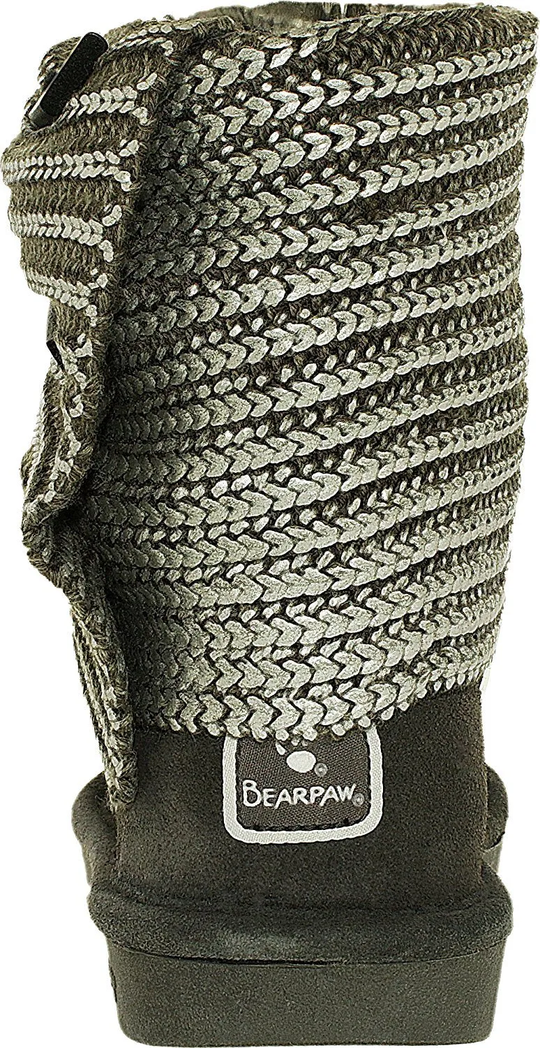 Bearpaw knitallic Women Round Toe Synthetic Gray Winter Boot
