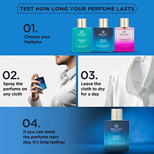 Bella Vita Luxury Skai Aquatic Eau De Cologne Unisex Perfume for Men & Women with Bergamot, Pink Pepper |Long Lasting Aqua EDC Fragrance Scent, 100 Ml