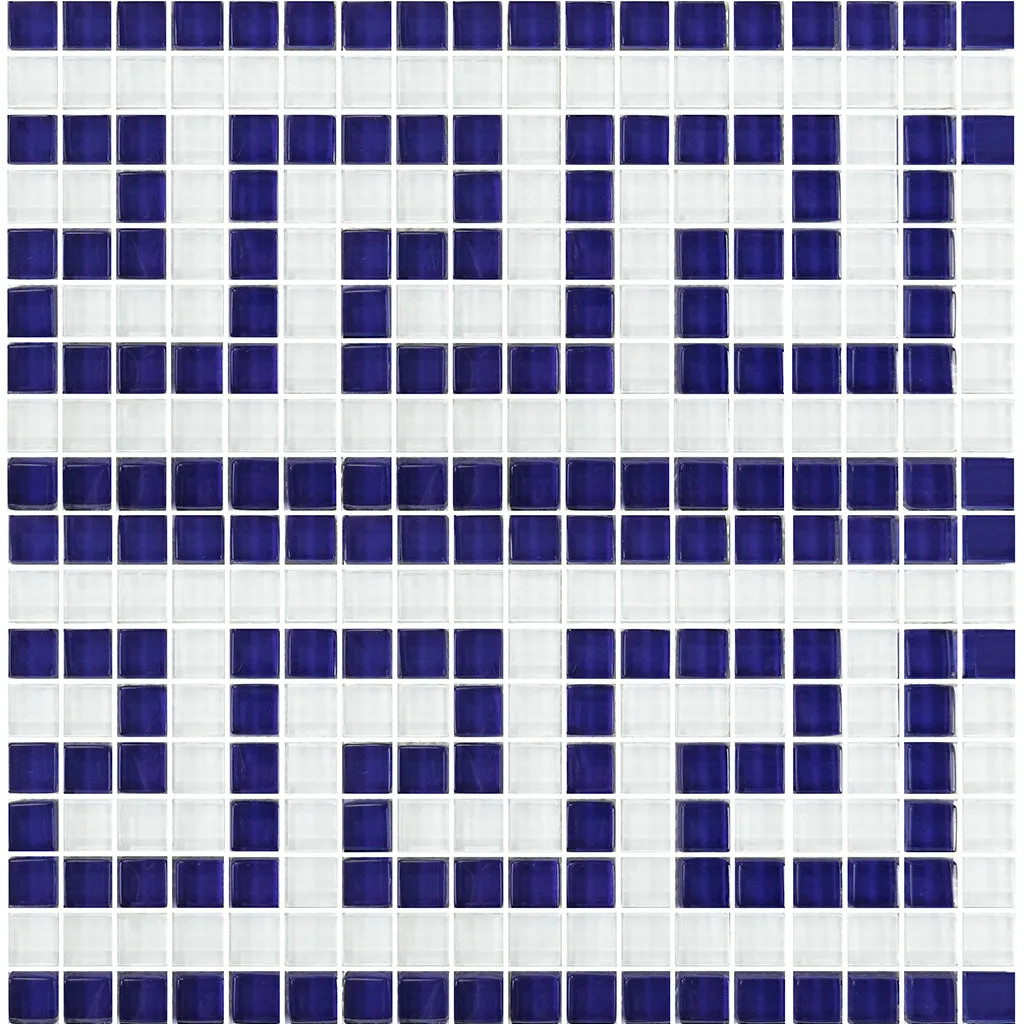 Blue White, 5/8" x 5/8" - Glass Tile