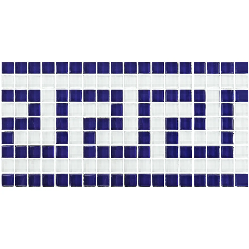 Blue White, 5/8" x 5/8" - Glass Tile
