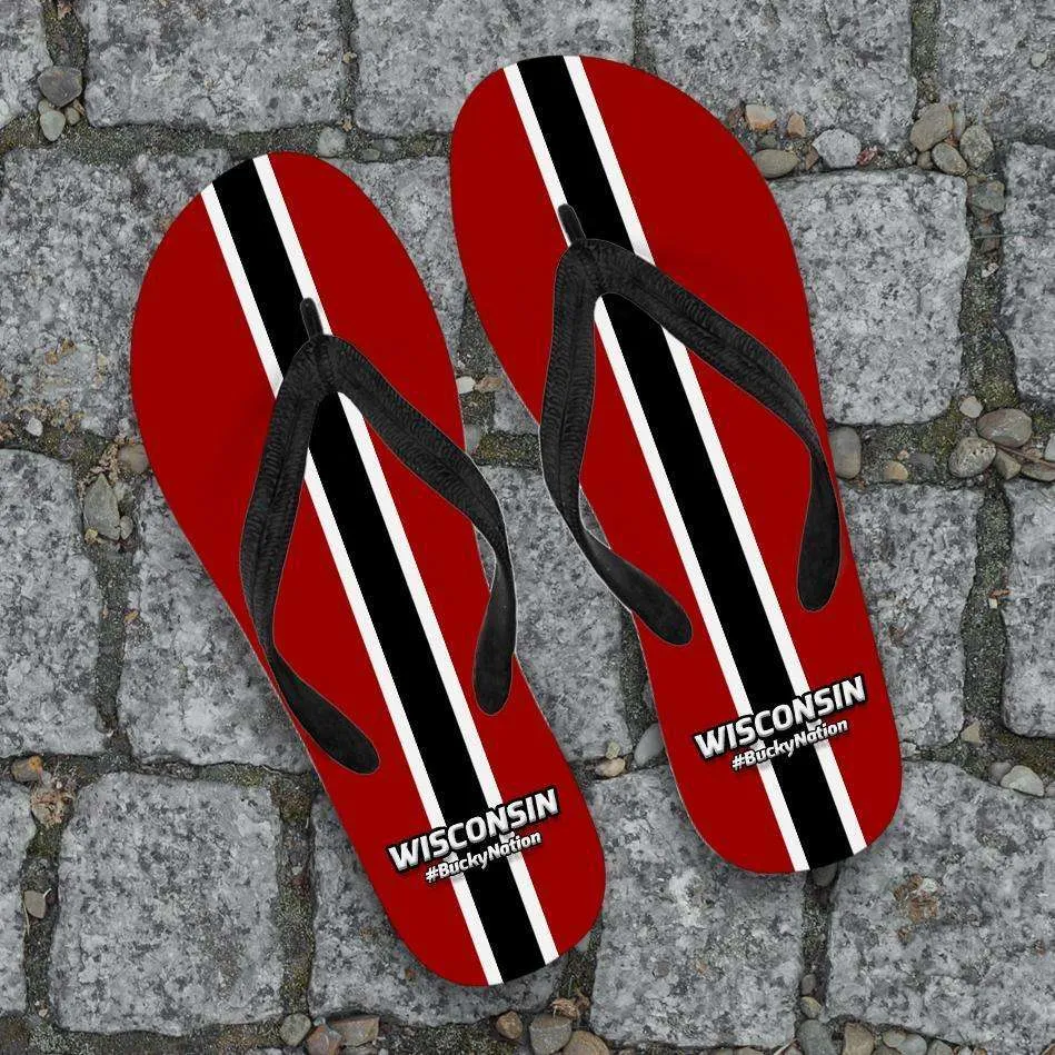 #BuckyNation Wisconsin Flip Flops