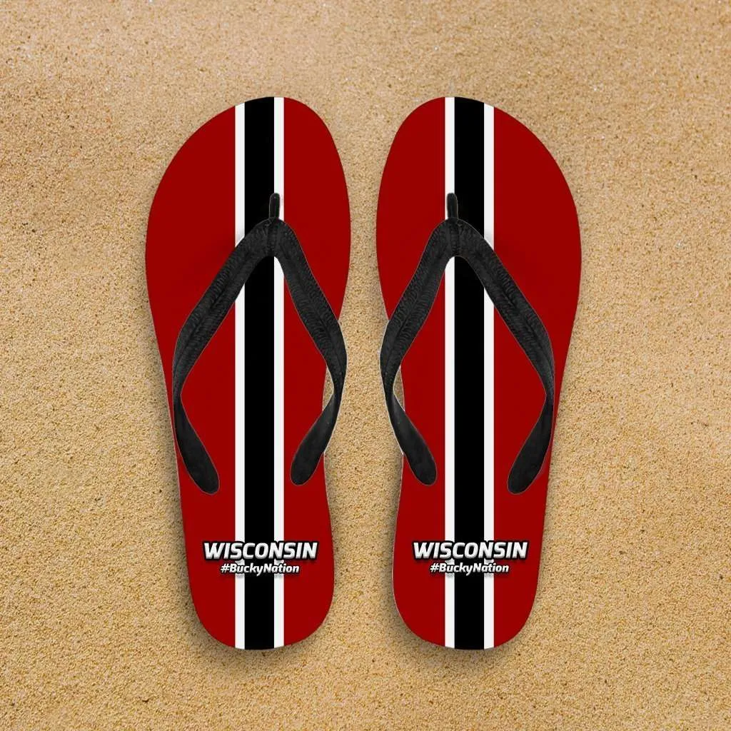 #BuckyNation Wisconsin Flip Flops