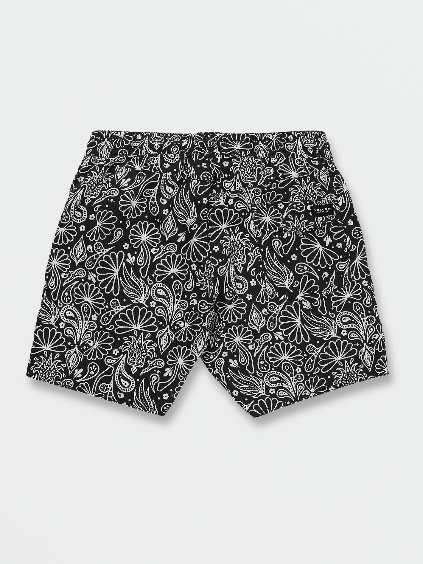 Center Print Elastic Waist Trunks - Black