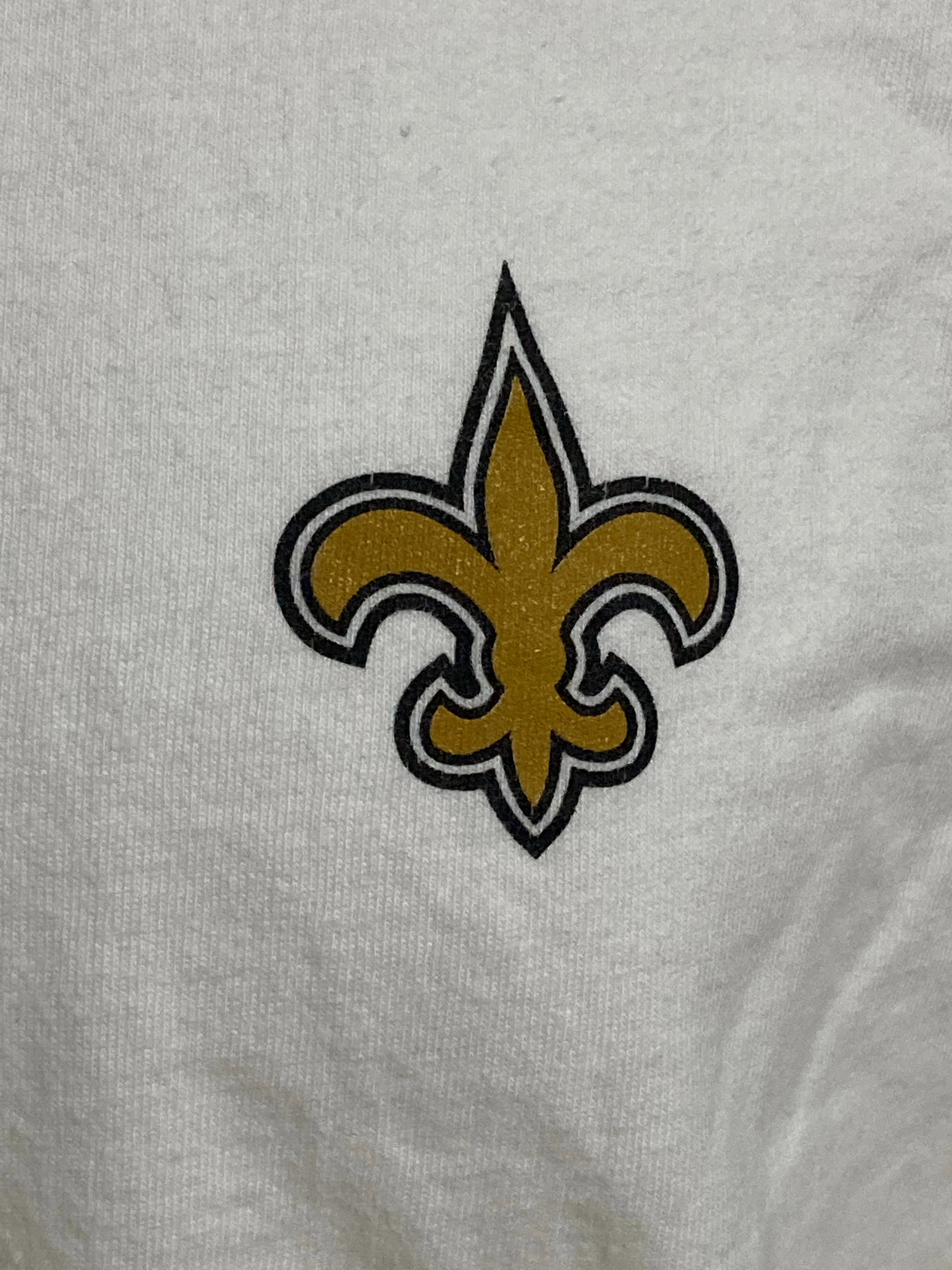 CHAMPION "NEW ORLEANS SAINTS" NFL FOOTBALL Graphic Print Adult T-Shirt Tee Shirt XL Xtra Extra Large White Long Sleeve Shirt