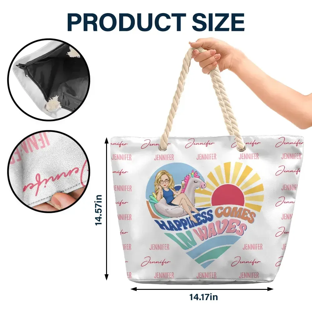 Comes In Waves - Personalized Beach Bag (AB)