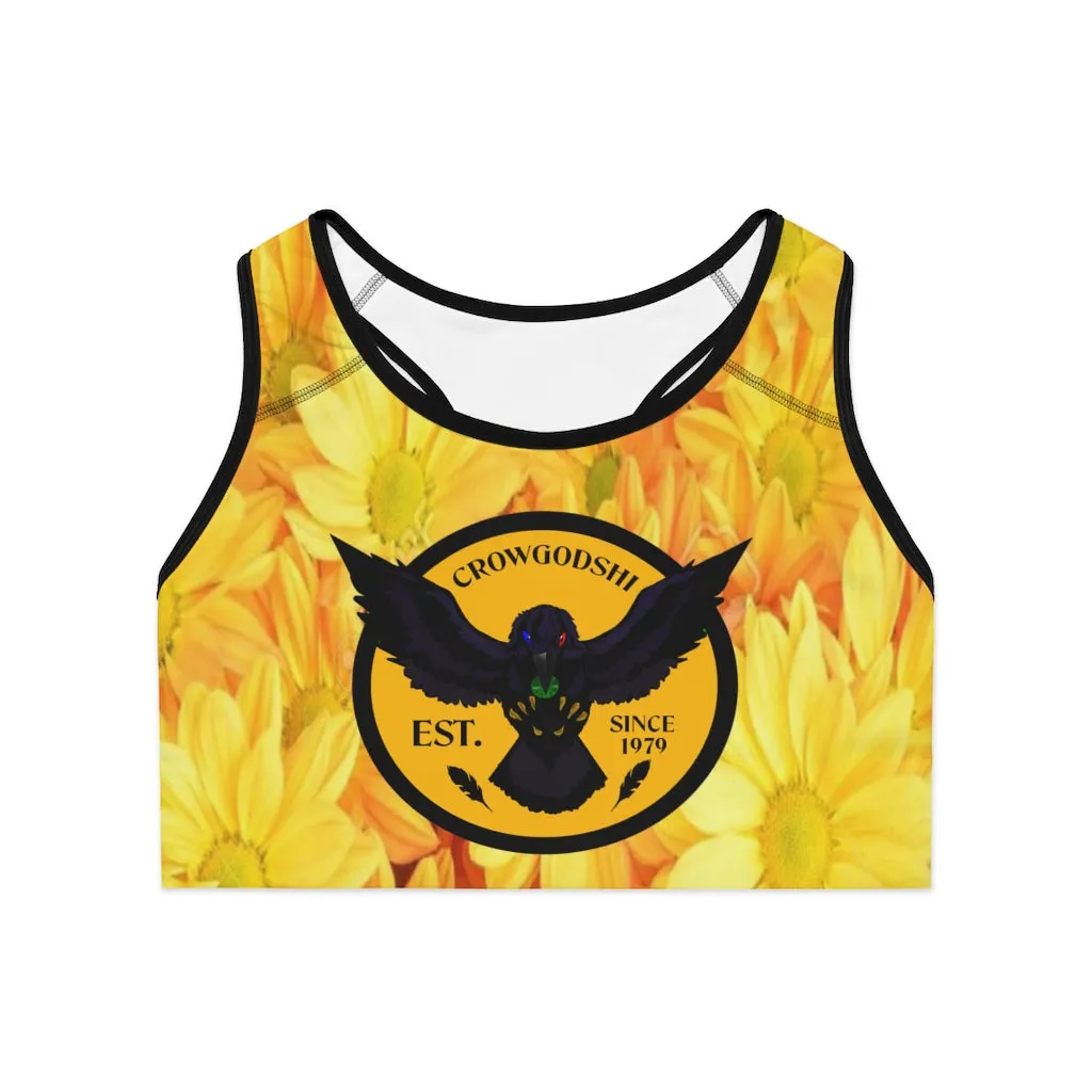 Crowgodshi Designer Sunflowers Sports Bra