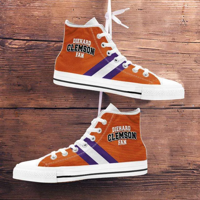 Diehard Clemson Fan Canvas High Top Shoes