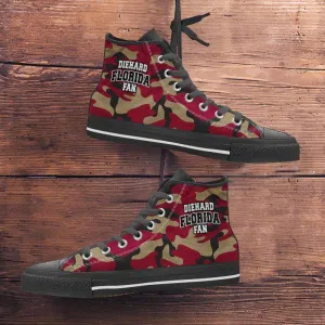 Diehard Florida Fan Camo Print Canvas High Top Shoes, Garnet