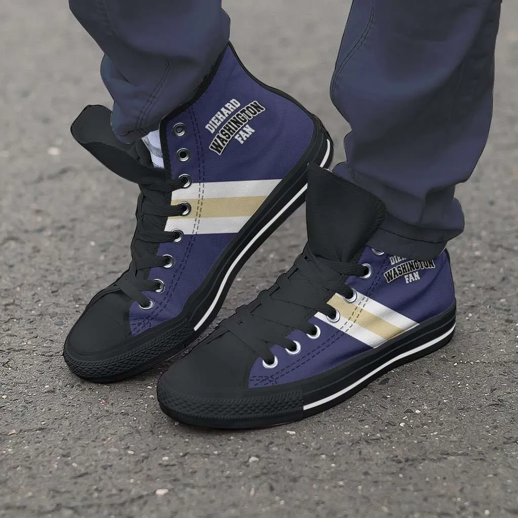 Diehard Washington Huskies Fan Canvas High Top Shoes - Purple