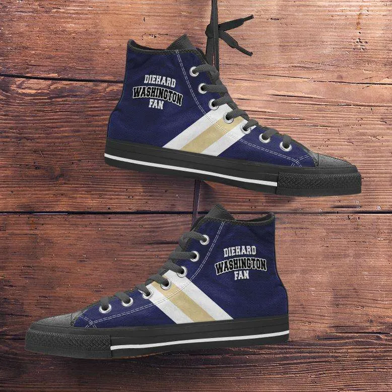 Diehard Washington Huskies Fan Canvas High Top Shoes - Purple