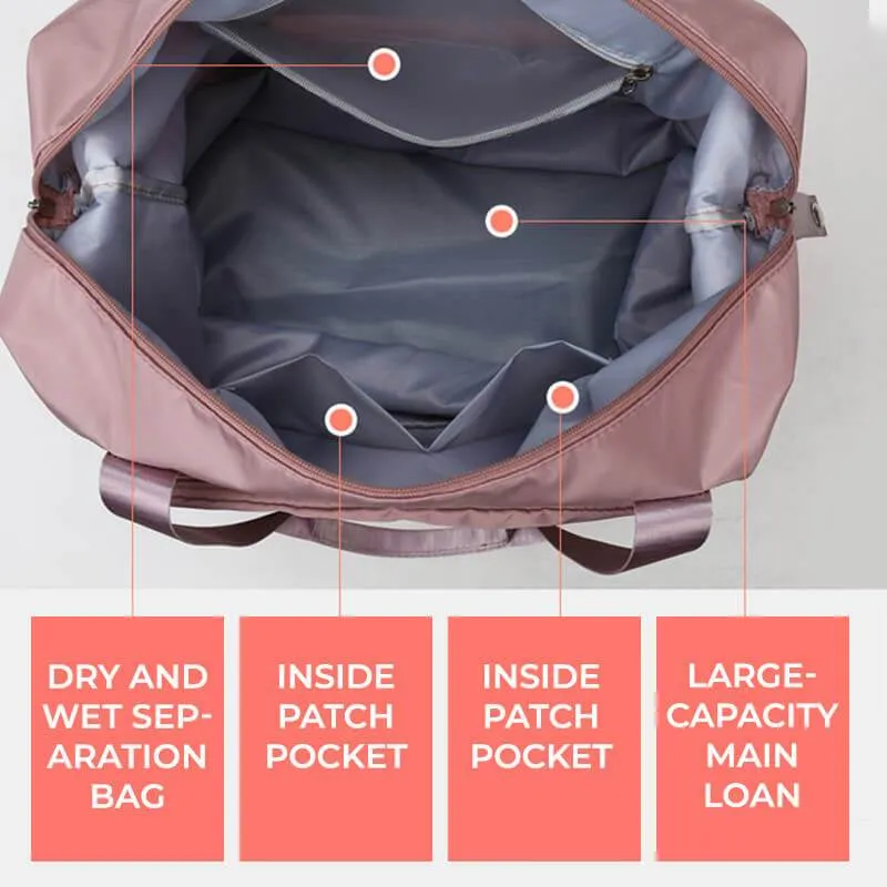 Foldable Storage Travel Bag Waterproof Large Capacity Gym Fitness Bag Weekender Overnight for Women