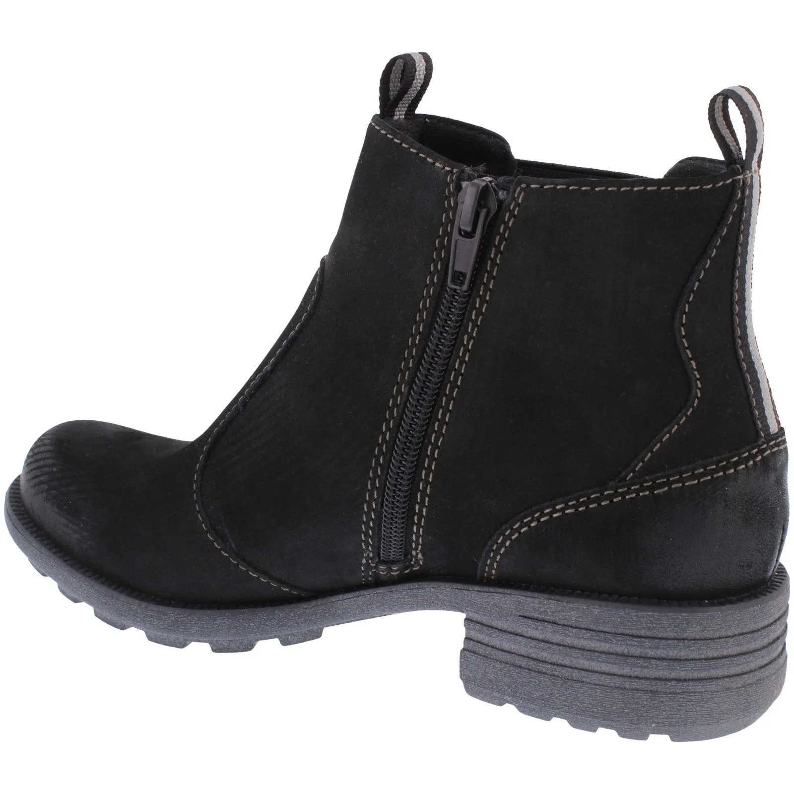 Free Spirit 40814 Ascot Ladies Black Leather Arch Support Side Zip Ankle Boots
