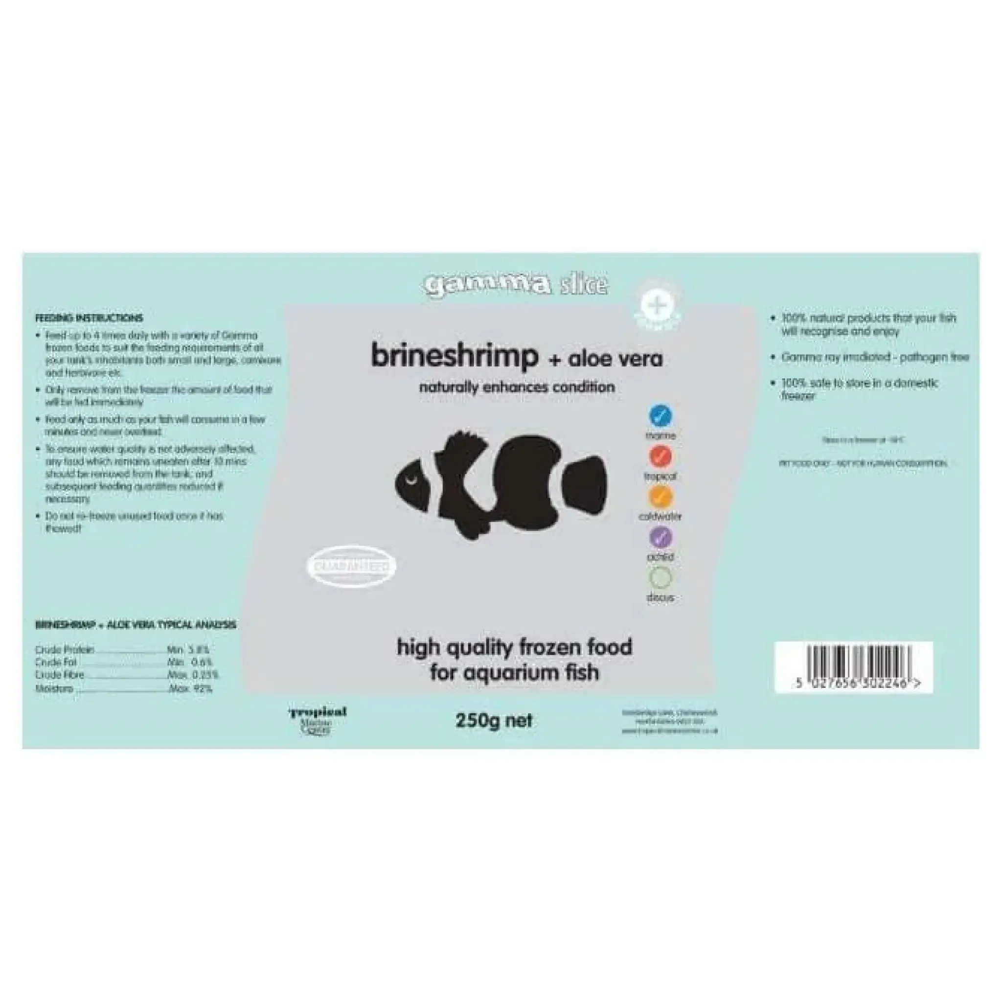 Gamma Frozen Slice Brineshrimp   Aloe Vera 250g