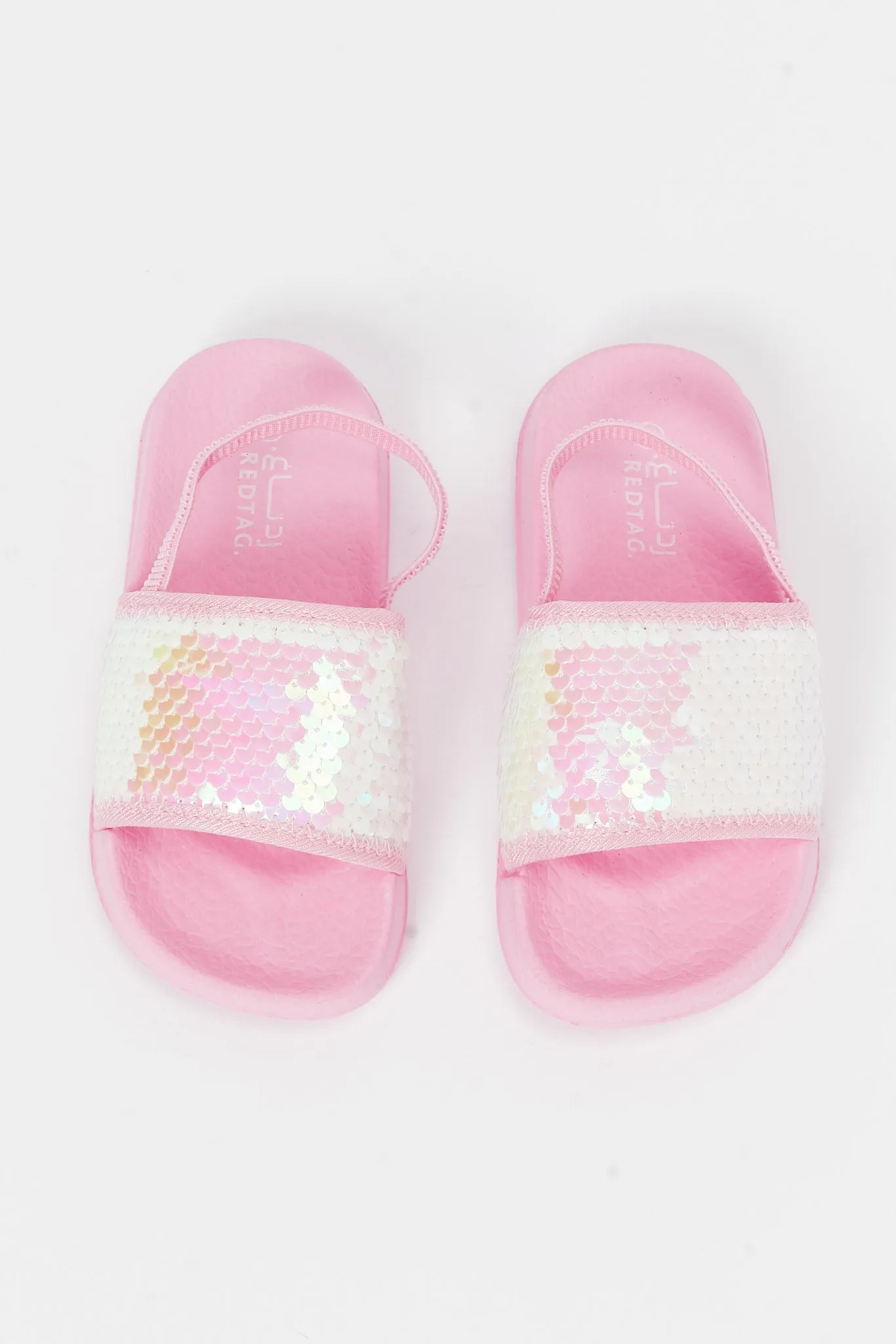 Girls Pink Sequin Detailed Slide