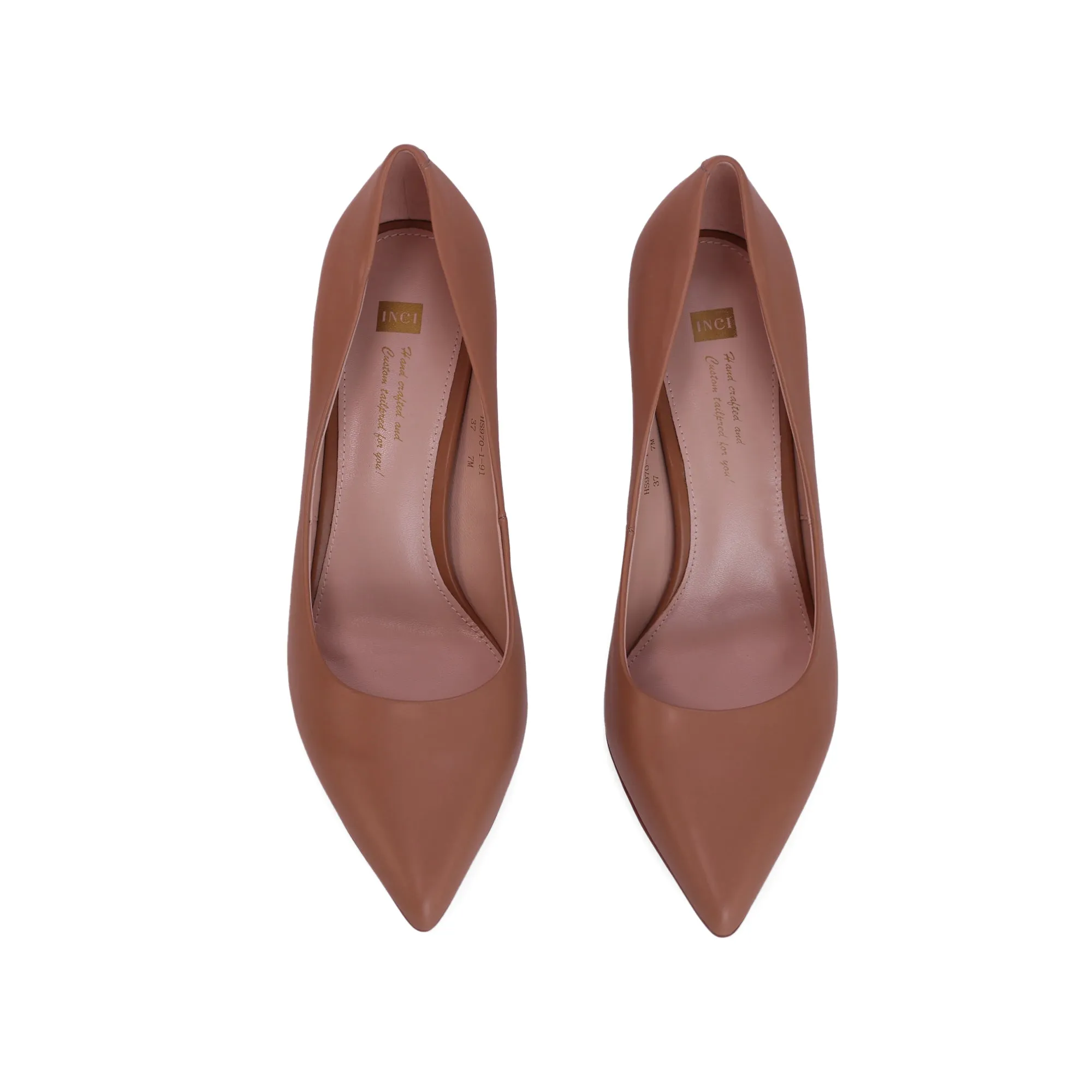 INCI Malin  Apricot  Calfskin leather & Sheepskin lining-Pumps for Women -3.3 inch Heels-Stiletto High Heels Pointy Toe Pumps Holiday Dressin Shoes