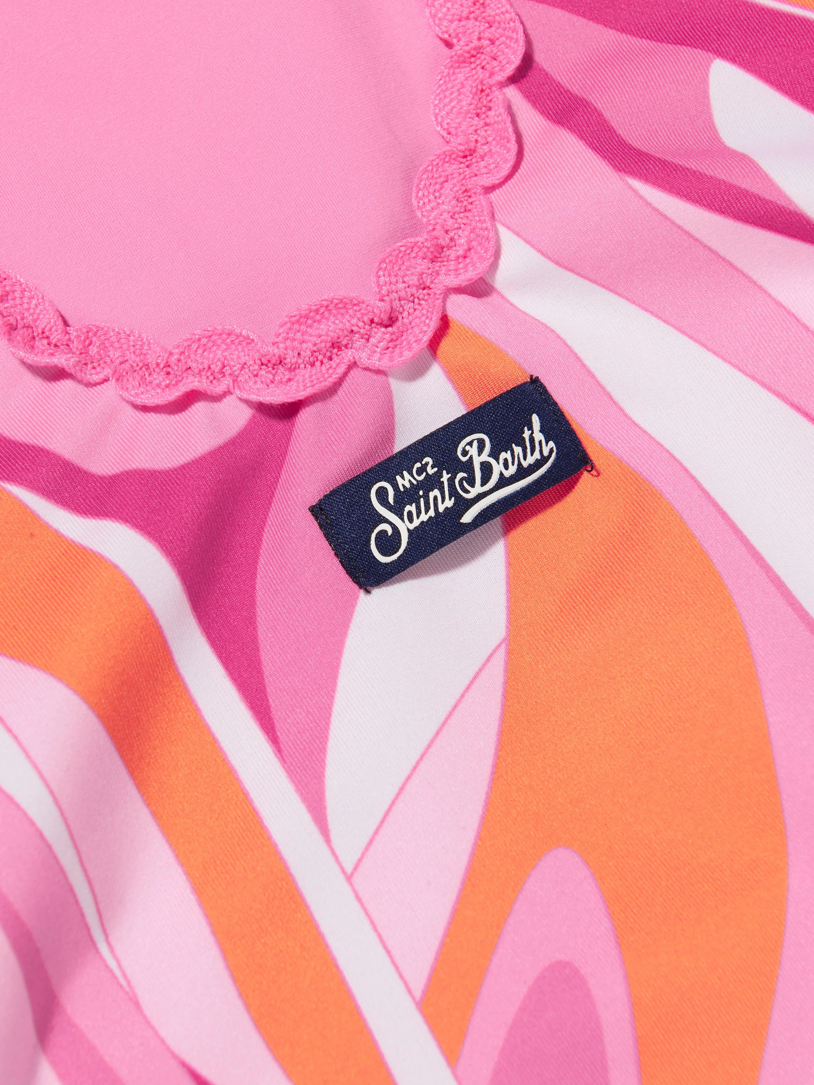MC2 Saint Barth Girls Shape Wave Swimsuit in Pink