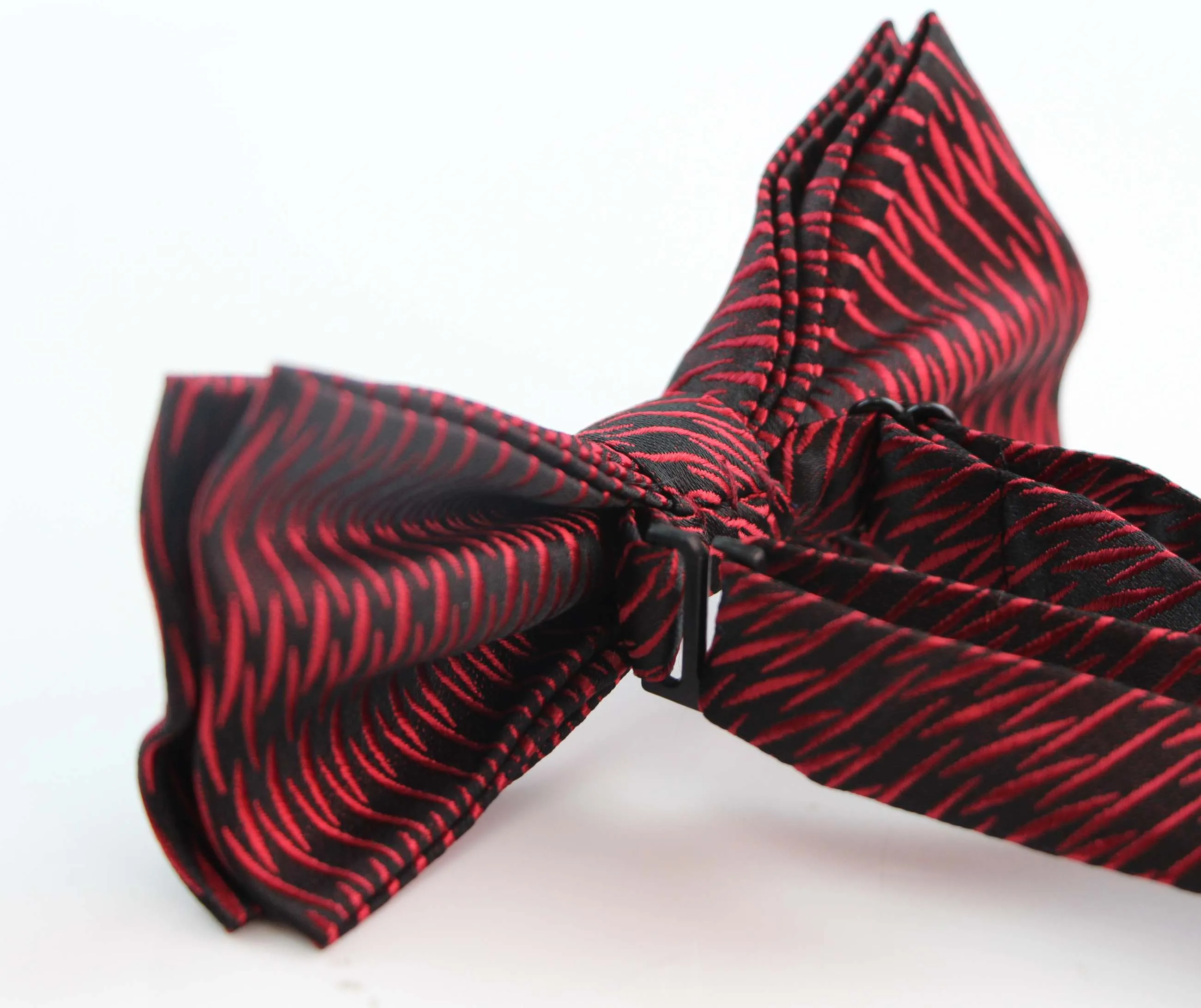 Mens Black & Red Fire Patterned Bow Tie