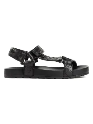 Men's Trip Leather Sandals in Black | Size 45 | 775305V3HB0 Color 1000