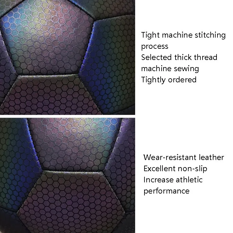 MILACHIC Night Light Football PU Opera Sewed School Training Football(No.4 Reflective Water Drops 5058)