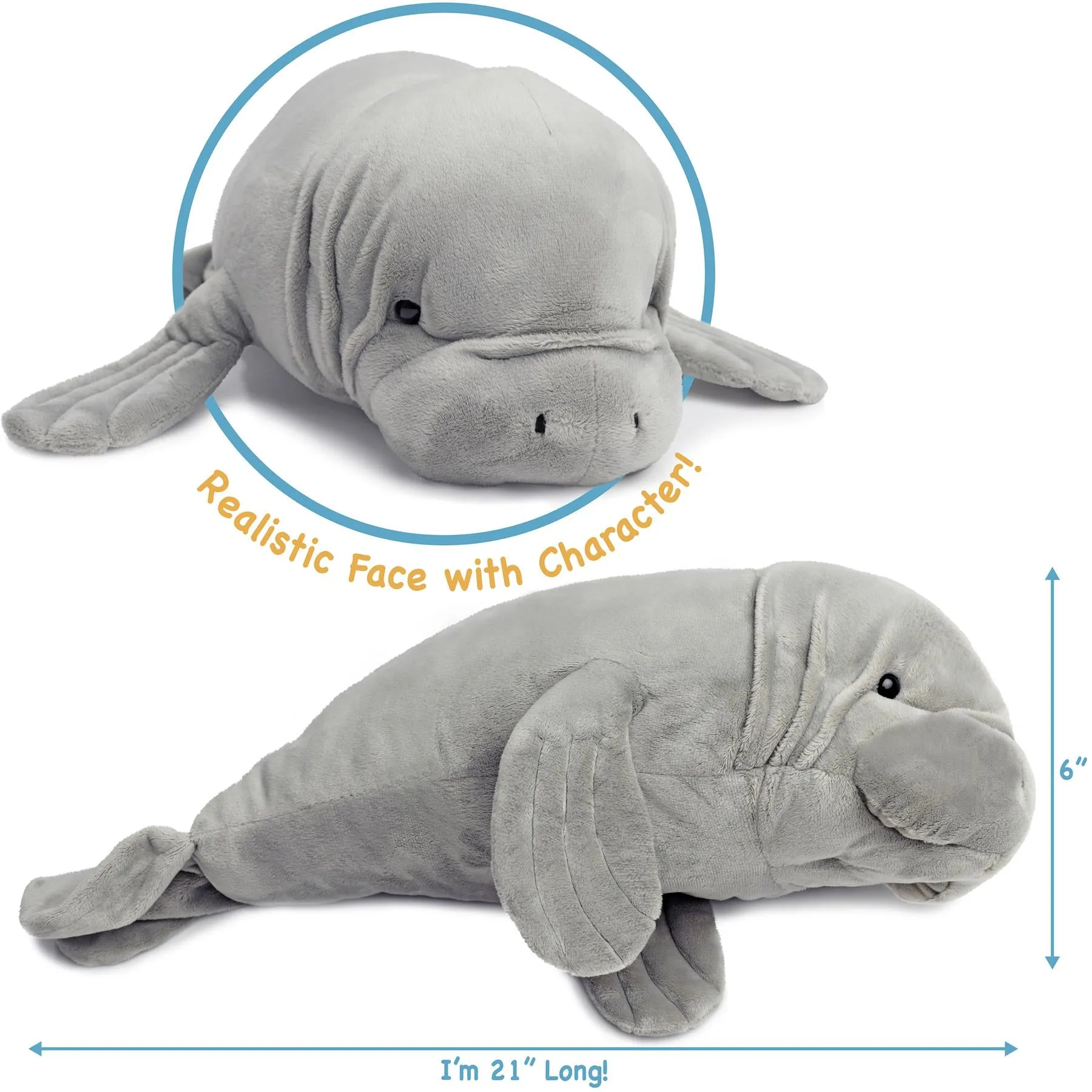 Morgan The Manatee | 21 Inch Stuffed Animal Plush | By TigerHart Toys