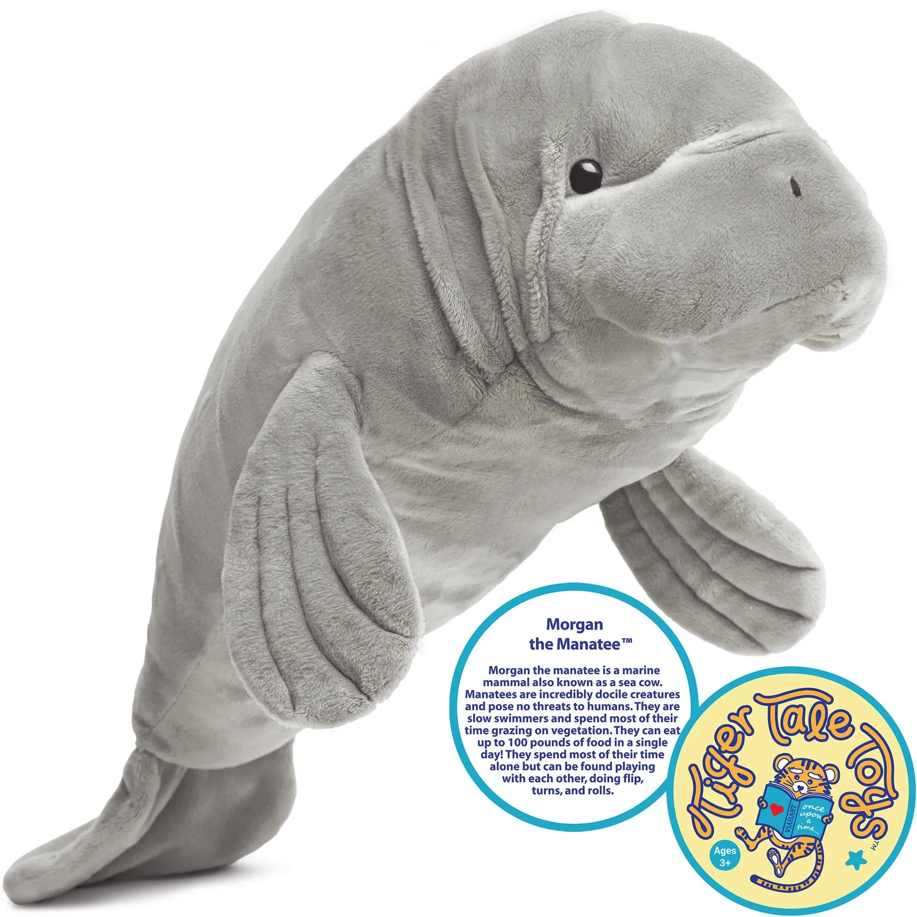 Morgan The Manatee | 21 Inch Stuffed Animal Plush | By TigerHart Toys