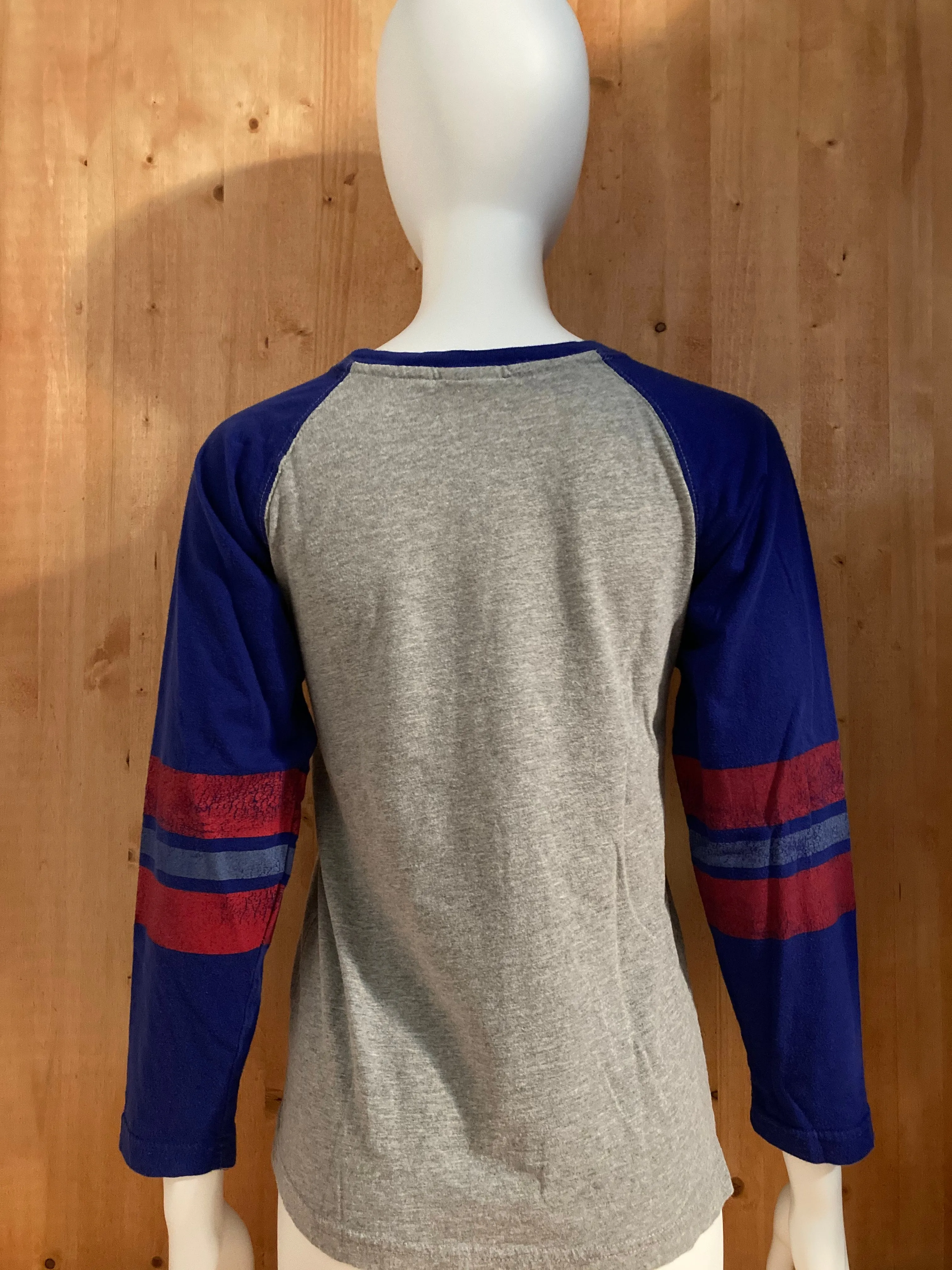 NFL "NY GIANTS FOOTBALL" Graphic Print Kids Youth Unisex L Large Lrg Gray Long Sleeve T-Shirt Tee Shirt