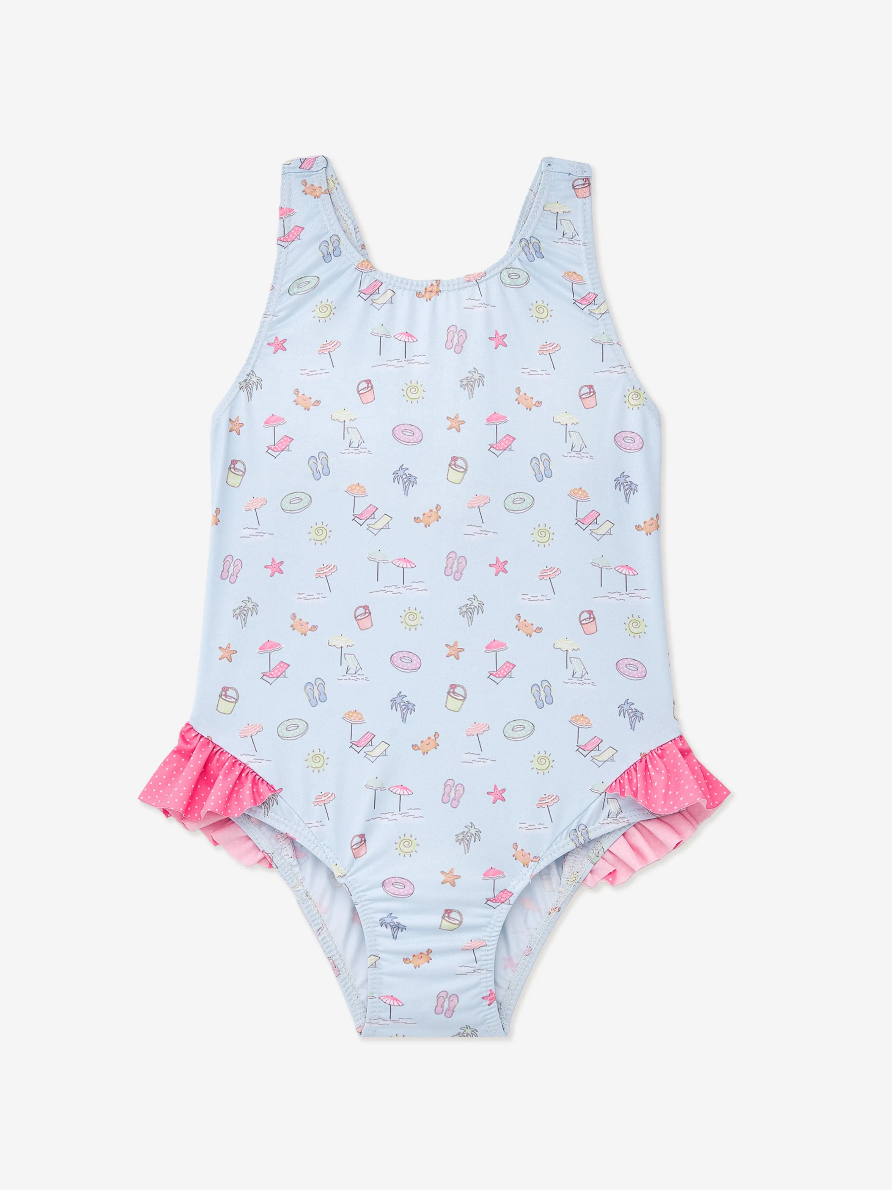 Paz Rodriguez Girls Summer Print Swimsuit in Blue