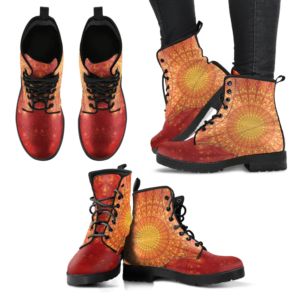 Peacock Feather Mandala - Sun | Leather Boots | Mandalazed