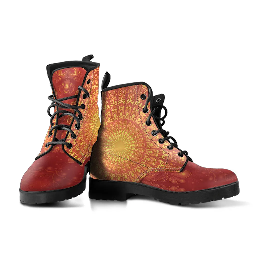 Peacock Feather Mandala - Sun | Leather Boots | Mandalazed