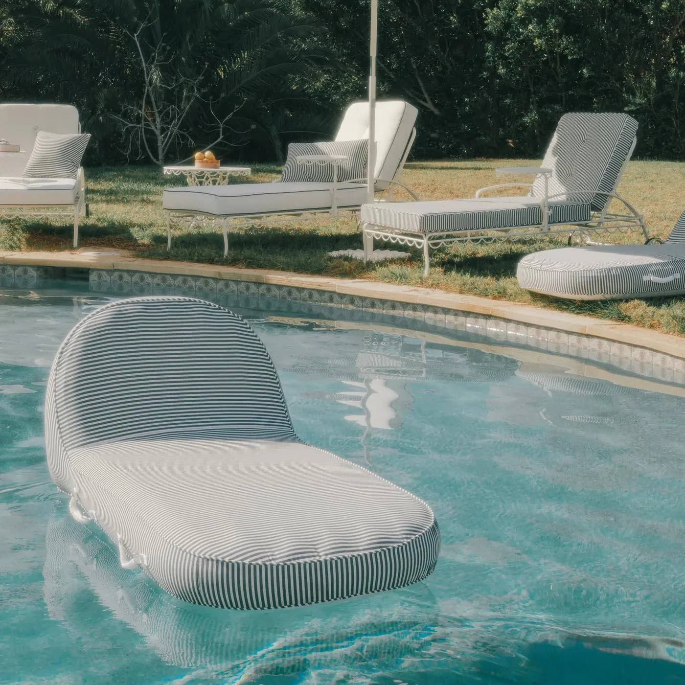 Pool Lounger | Laurens Navy Stripe