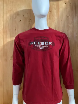 REEBOK "FOOTBALL" Graphic Print Adult T-Shirt Tee Shirt XL Xtra Extra Large Red Long Sleeve Shirt