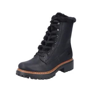 Rieker 72625-00 Ladies Black Zip & Lace Ankle Boots