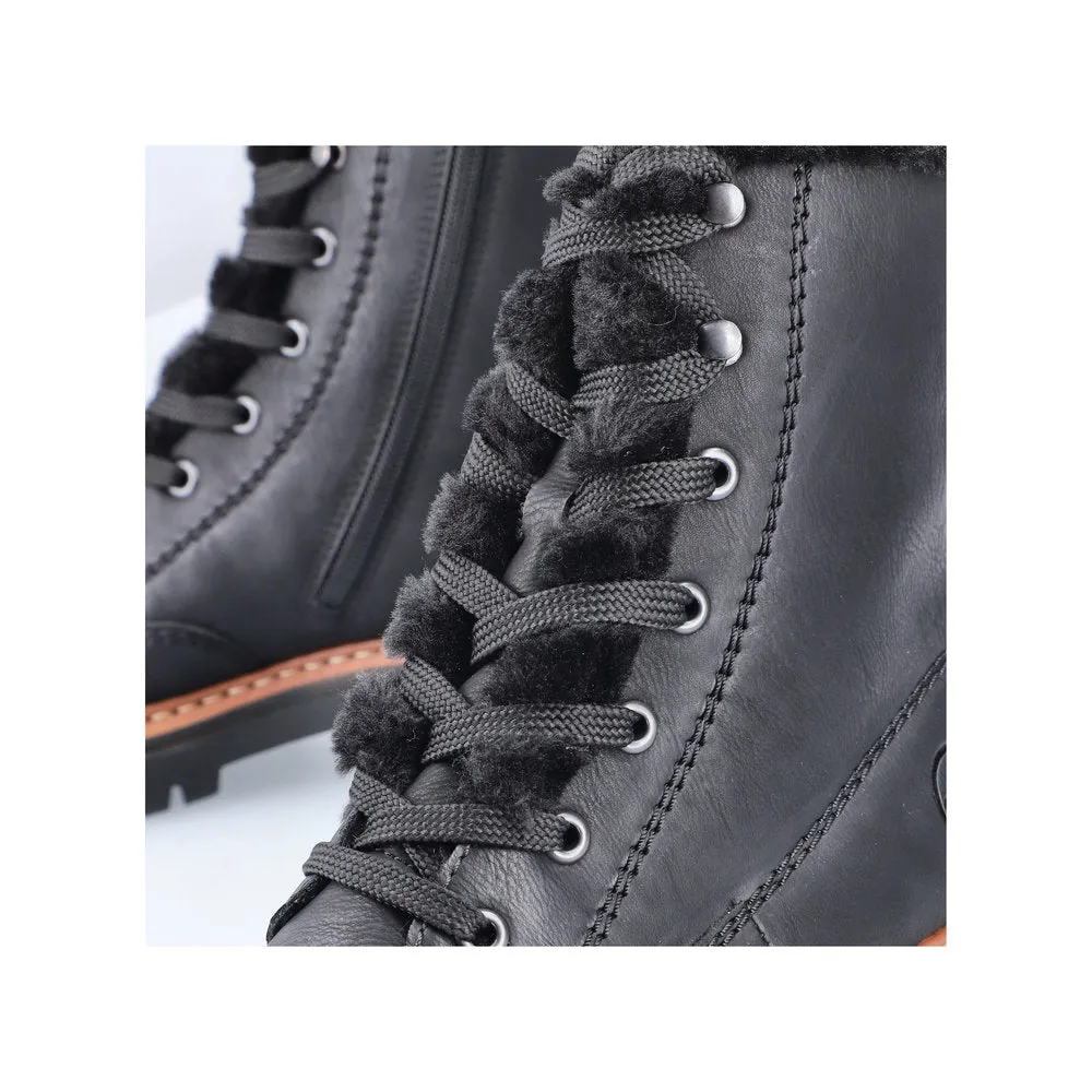 Rieker 72625-00 Ladies Black Zip & Lace Ankle Boots