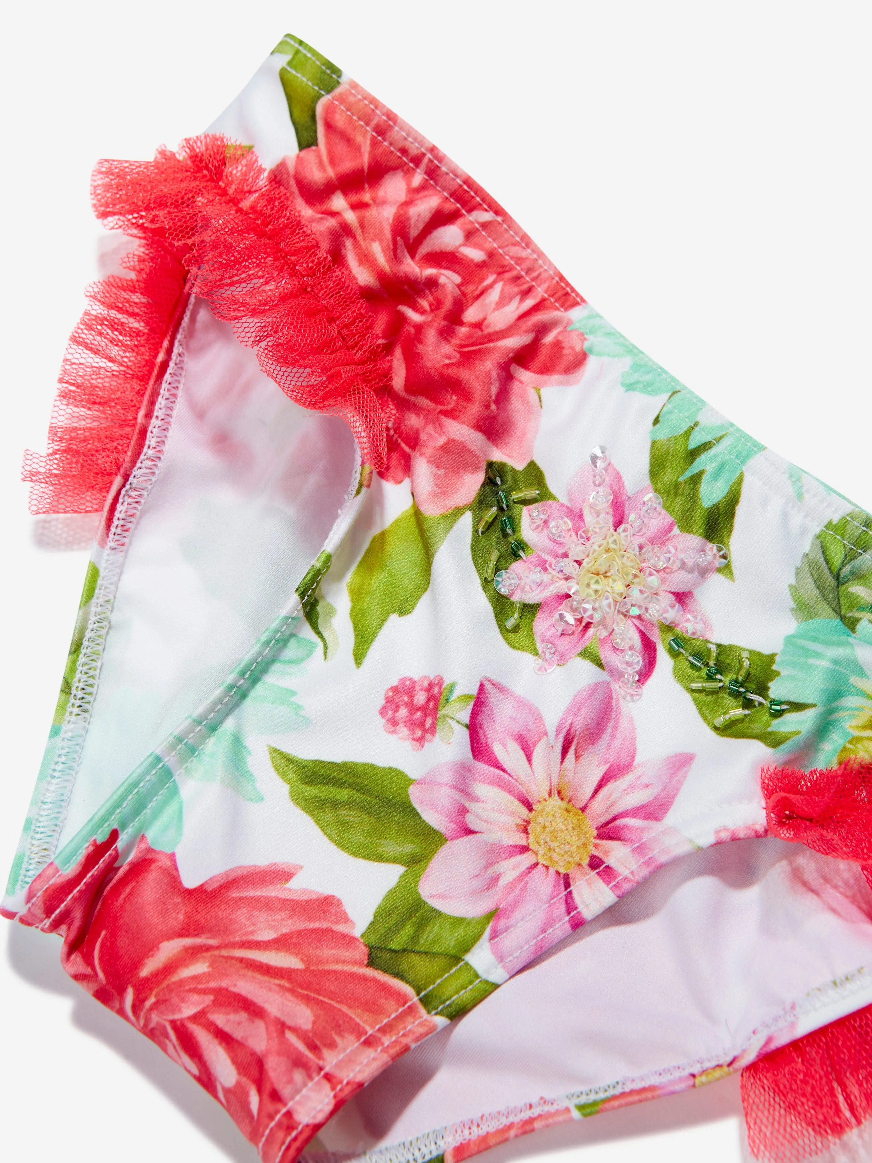 Selini Action Girls Floral Bandeau Bikini in White