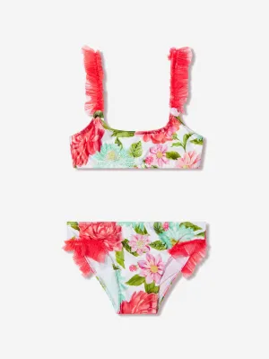 Selini Action Girls Floral Bandeau Bikini in White