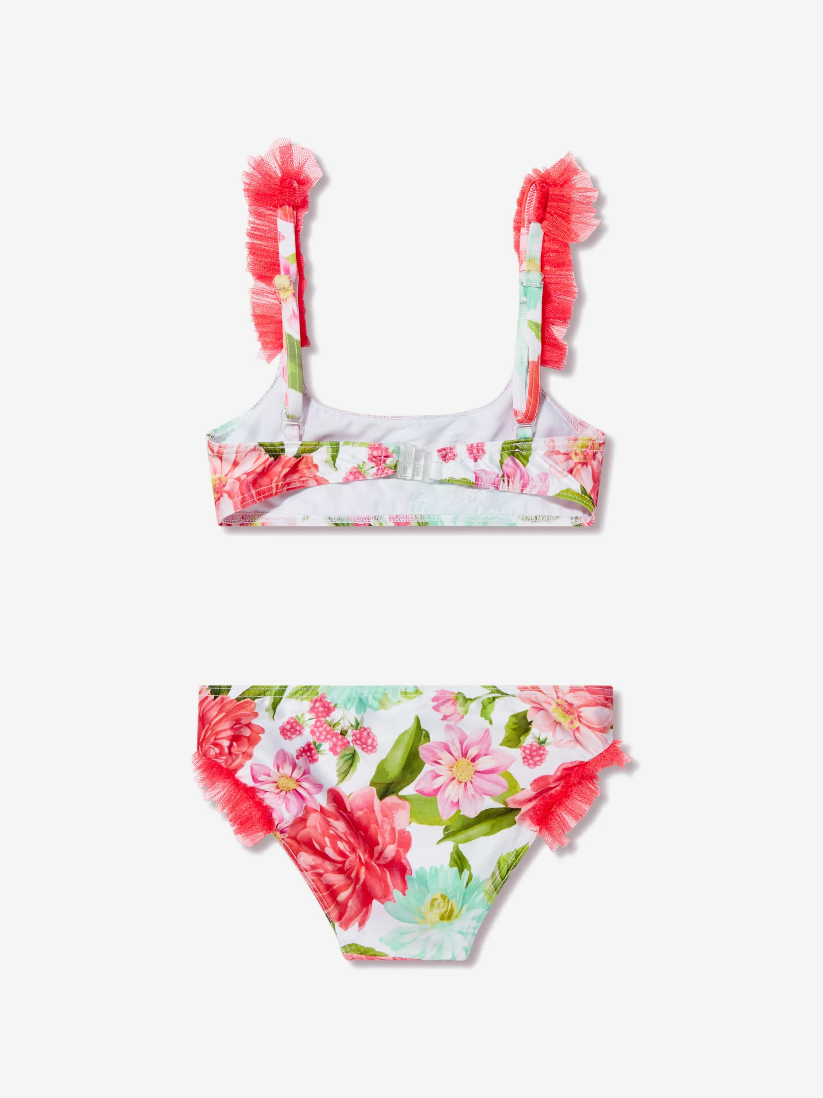 Selini Action Girls Floral Bandeau Bikini in White