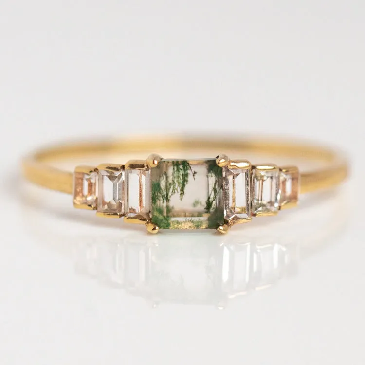 Solid Gold Aquatic Agate Ring for Grounding