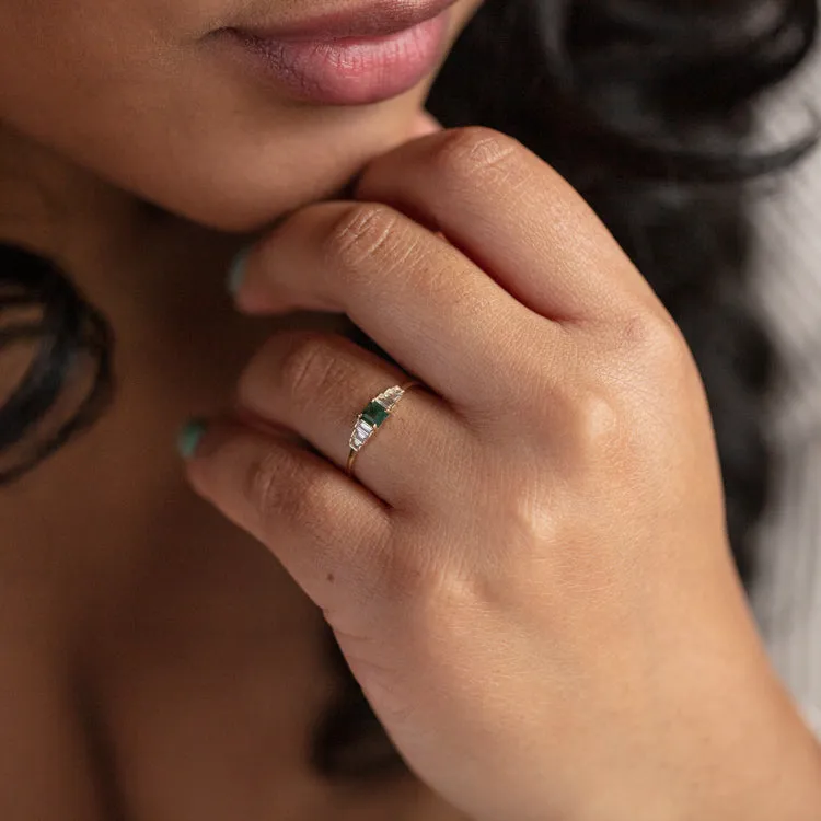 Solid Gold Aquatic Agate Ring for Grounding