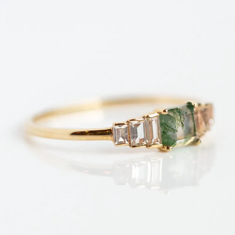 Solid Gold Aquatic Agate Ring for Grounding