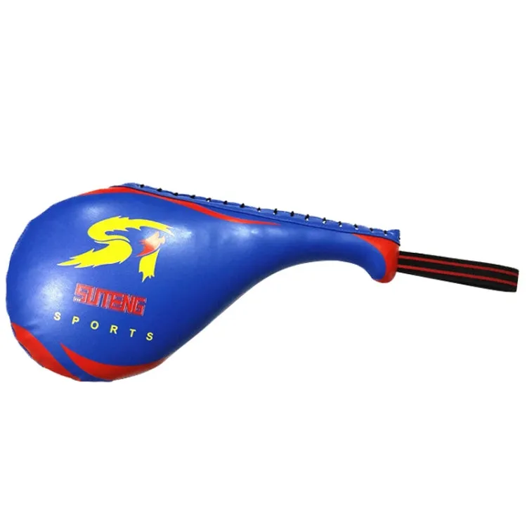 SUTENG PU Leather Boxing Double Leaf Target Chicken Leg Shape Trainer for Adults (Blue)